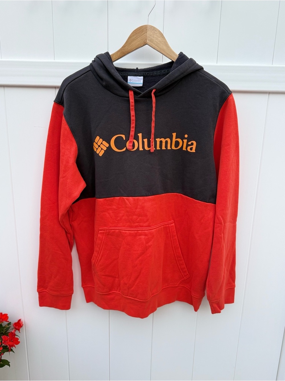 Columbia Black and Red Colorblock Pullover Hoodie